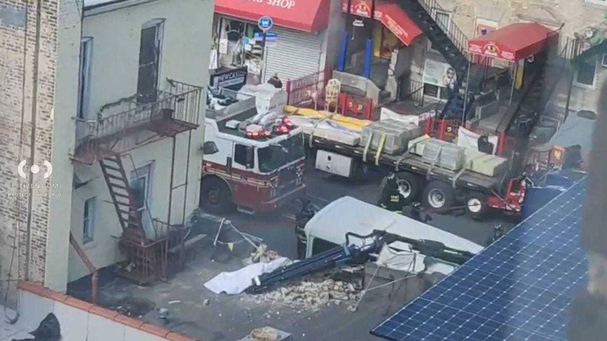 A crane collapsed in East Flatbush, Brooklyn on Tuesday morning.