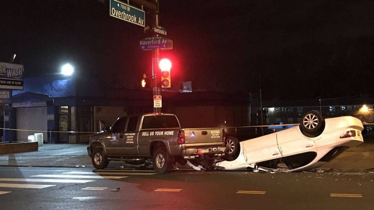 A crash at Overbrook and Haverford avenues led to a pregnant woman giving birth three months early.