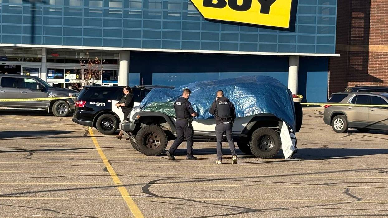 A crime scene in a busy Roseville parking lot Tuesday afternoon.