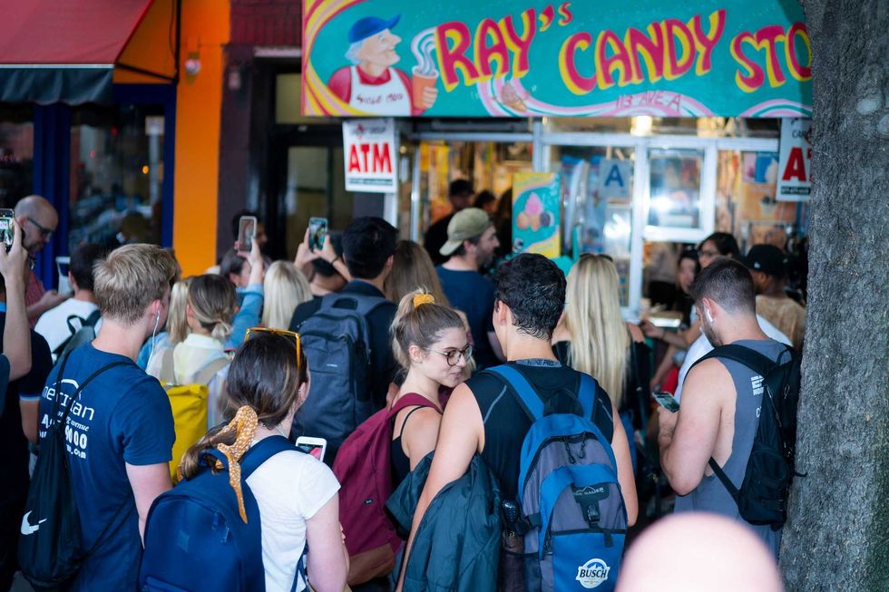 A crowd outside Ray