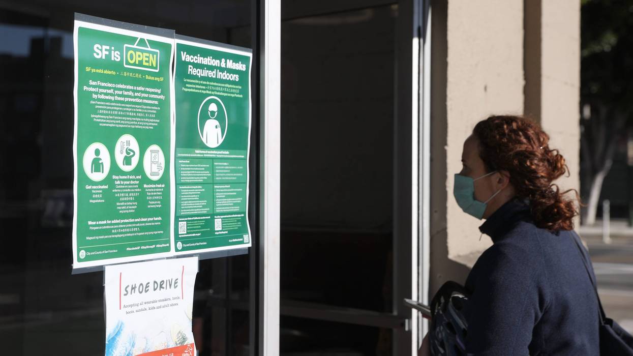 A customer enters a Fitness SF gym on October 15, 2021 in San Francisco, California.