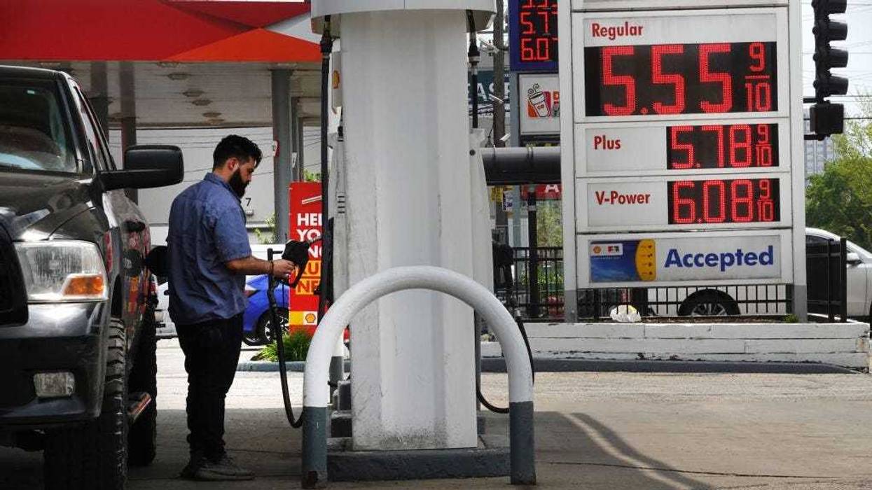 A customer purchases gas at a gas station on May 10, 2022 in Chicago, Illinois.