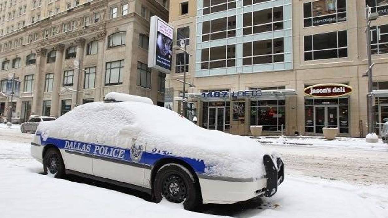 A Dallas Police car is covered in snow after a snowstorm hit the area February 4, 2011 in Dallas, Texas. More than four inches of snow fell overnight in the North Texas area. The Green Bay Packers will play the Pittsburgh Steelers in Super Bowl XLV on Feb