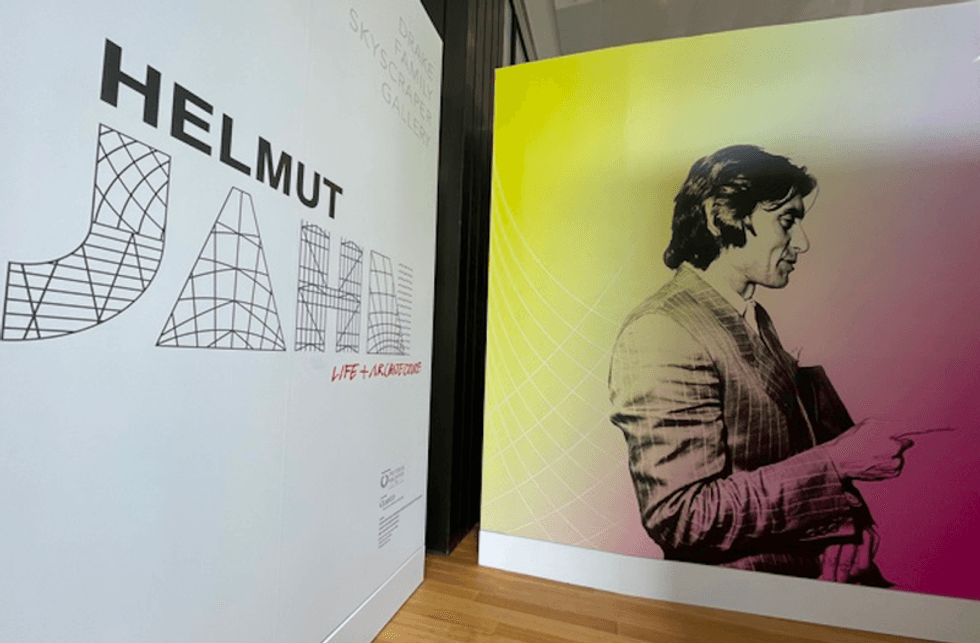 A decorative wall panel at the Chicago Architecture Center