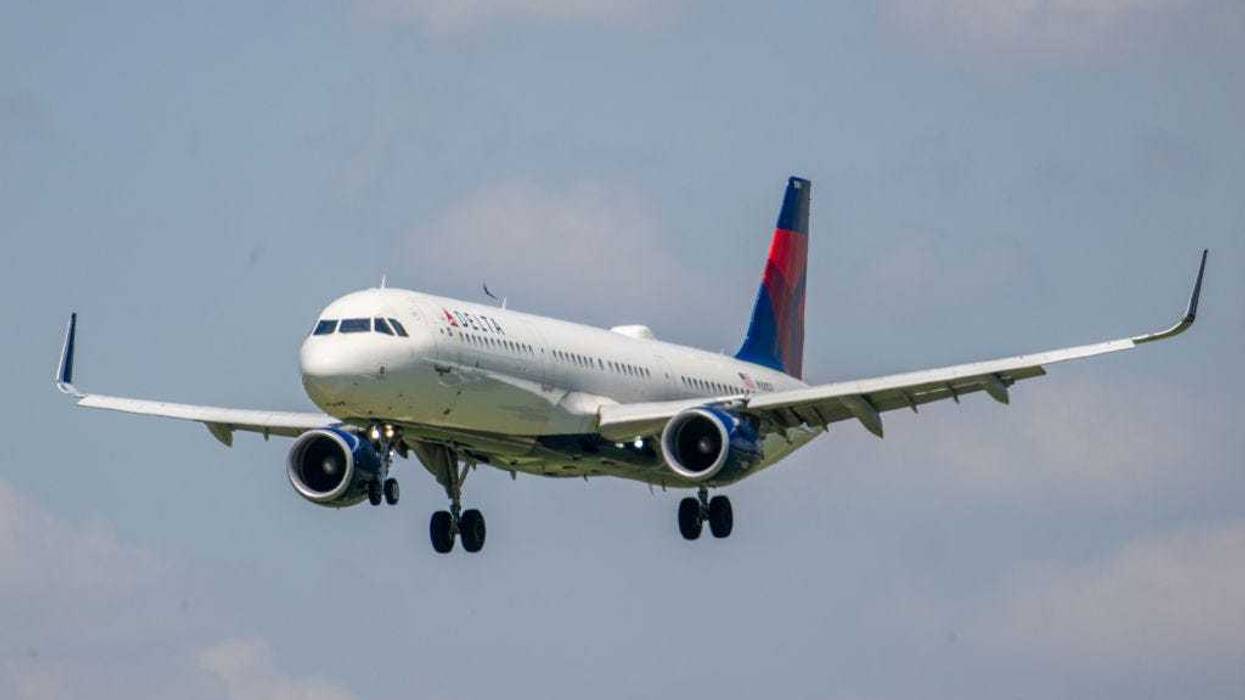A Delta Air lines flight arrives at the Austin-Bergstrom International Airport on April 13, 2023 in Austin, Texas.