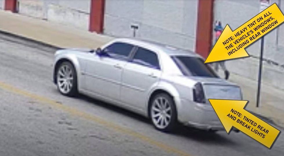 A description from Philadelphia police of the vehicle used by a suspect during a deadly drive-by mass shooting in North Philadelphia on Monday.