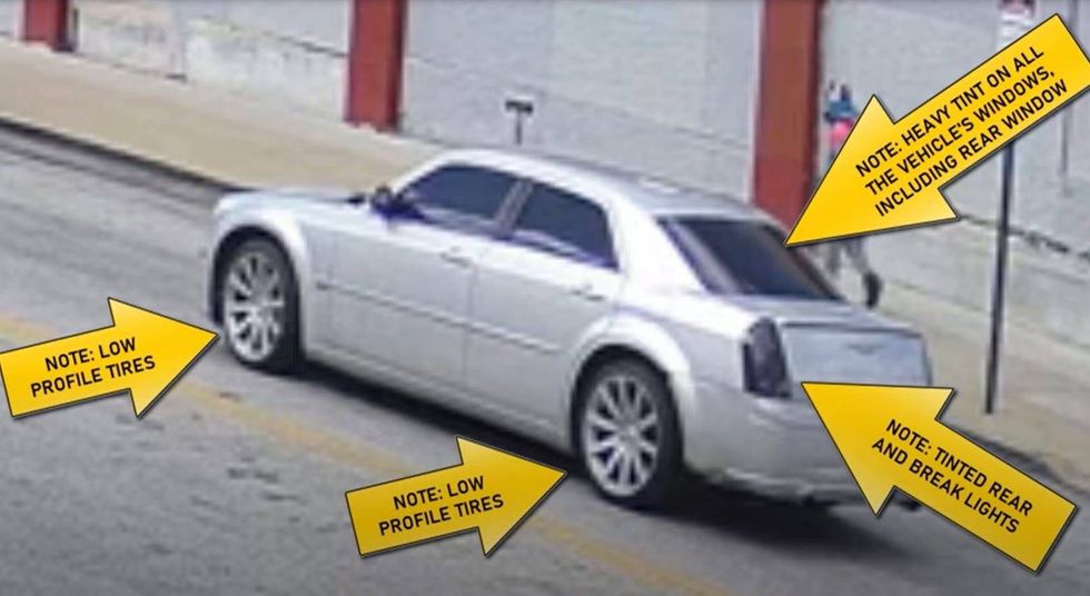 A description from Philadelphia police of the vehicle used by a suspect during a deadly drive-by mass shooting in North Philadelphia on Monday.