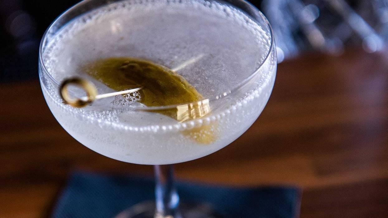 A dirty pickle martini in New York