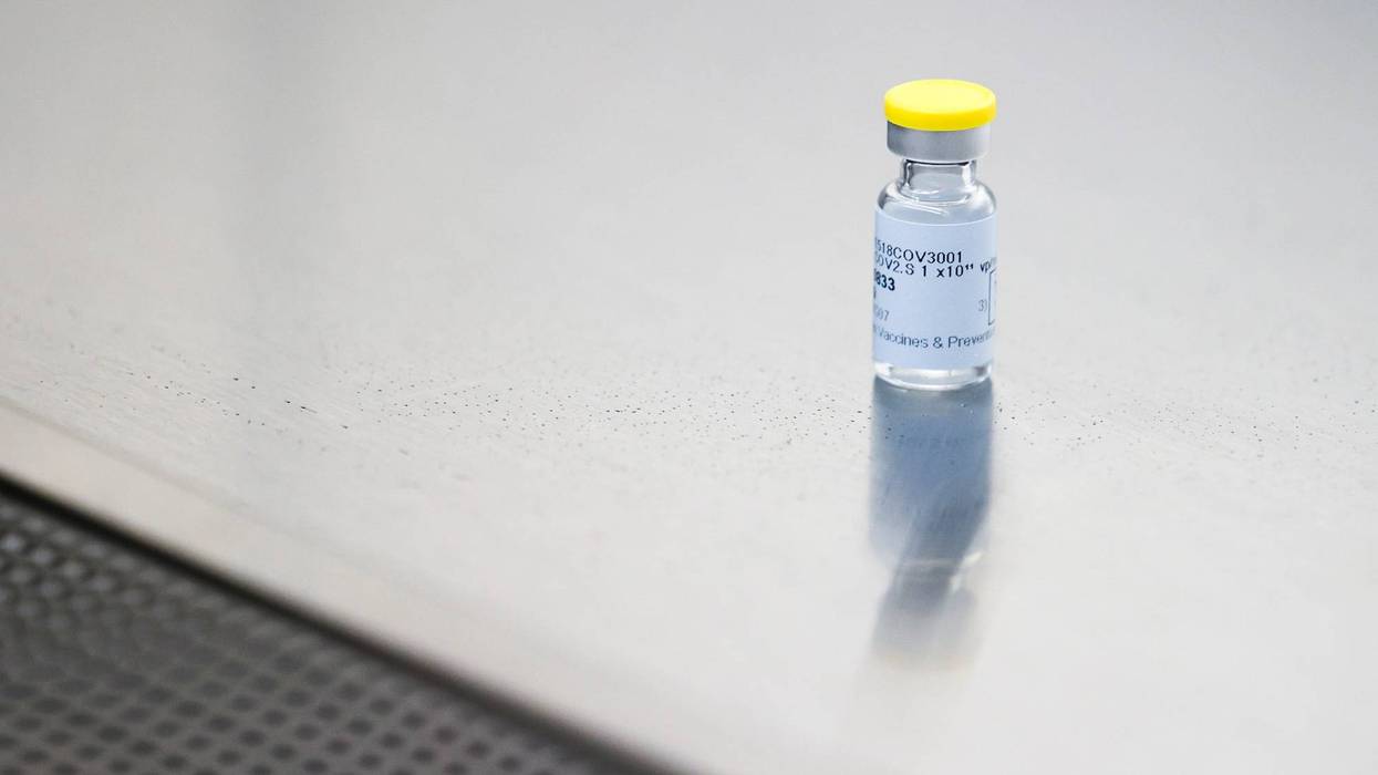 A dose of the Johnson & Johnson COVID-19 vaccine sits in a sterile room before being prepared for a clinical trial at the Rocky Mountain Regional VA Medical Center on December 15, 2020 in Aurora, Colorado.