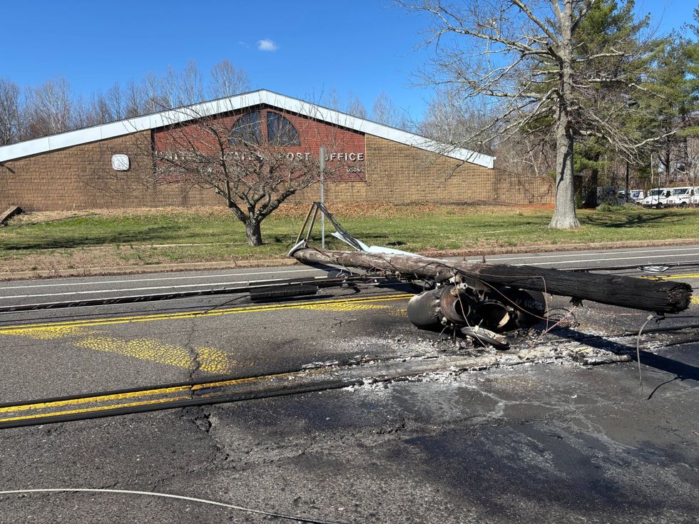 A downed power line on Stokes Road in Medford.