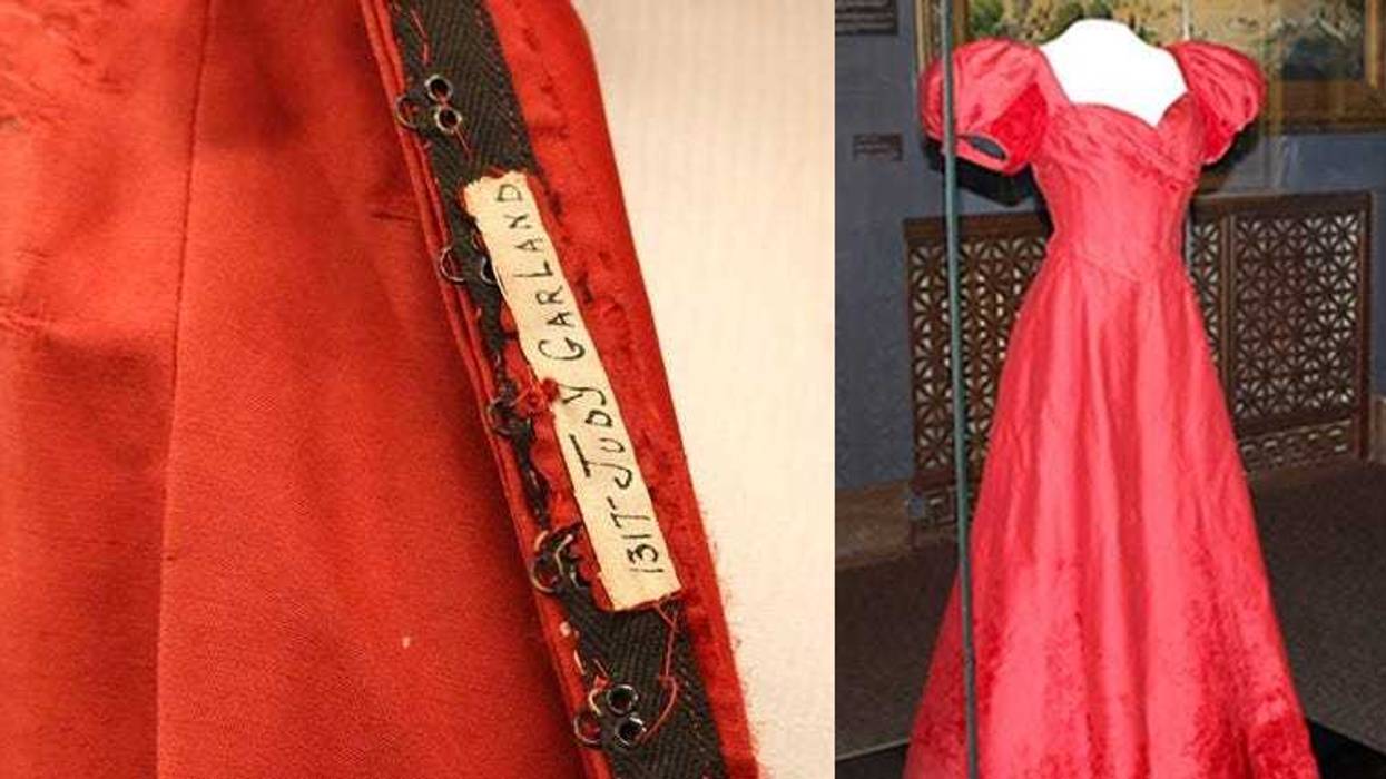A dress worn by Judy Garland in Meet Me in St. Louis is on display