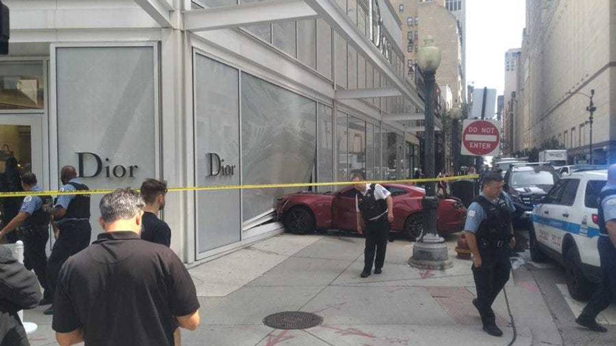 A driver crashed into a Dior store on Rush Street Friday.