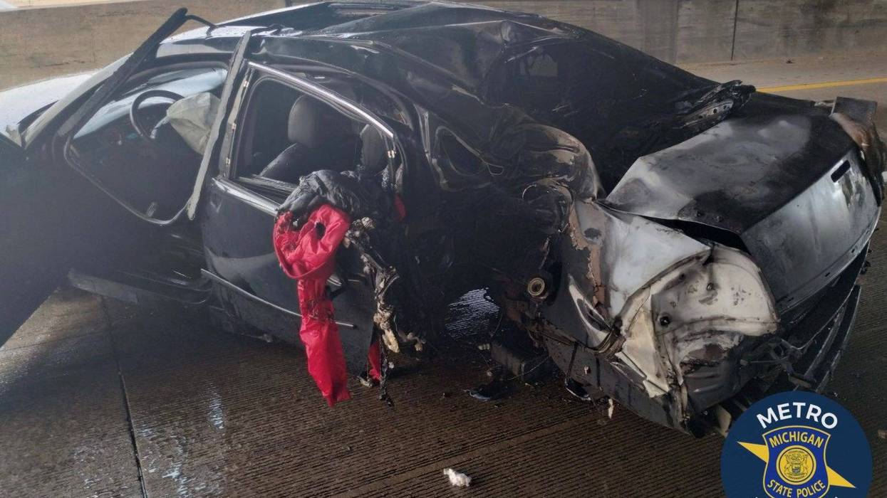 A driver is in critical condition with severe burns to most of his body after troopers say he was speeding when he lost control of his vehicle and wrecked on I-96 in Detroit.