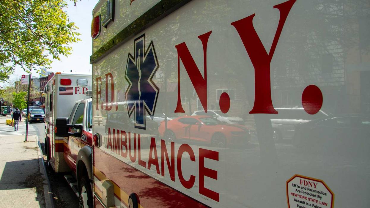 A FDNY ambulance parked on the street in Williamsburg, Brooklyn.