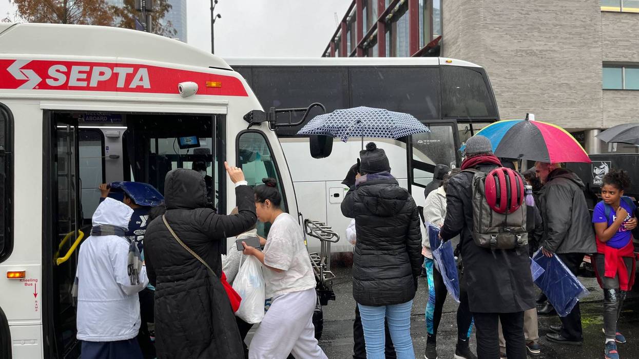 A fifth bus carrying migrants from Texas arrived in Philadelphia on Nov. 30, 2022.