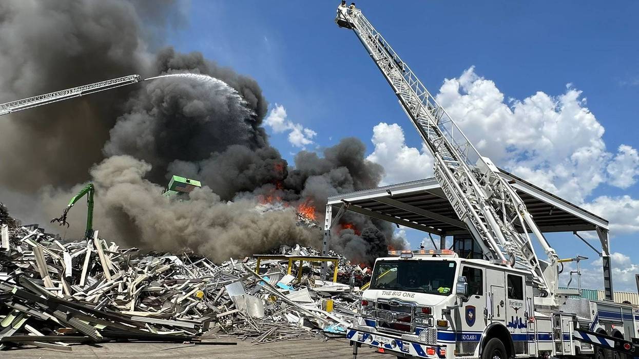 A fire at a business in the 3800 of Commerce Street in Fort Worth, Texas on Friday, Aug. 16, 2024.