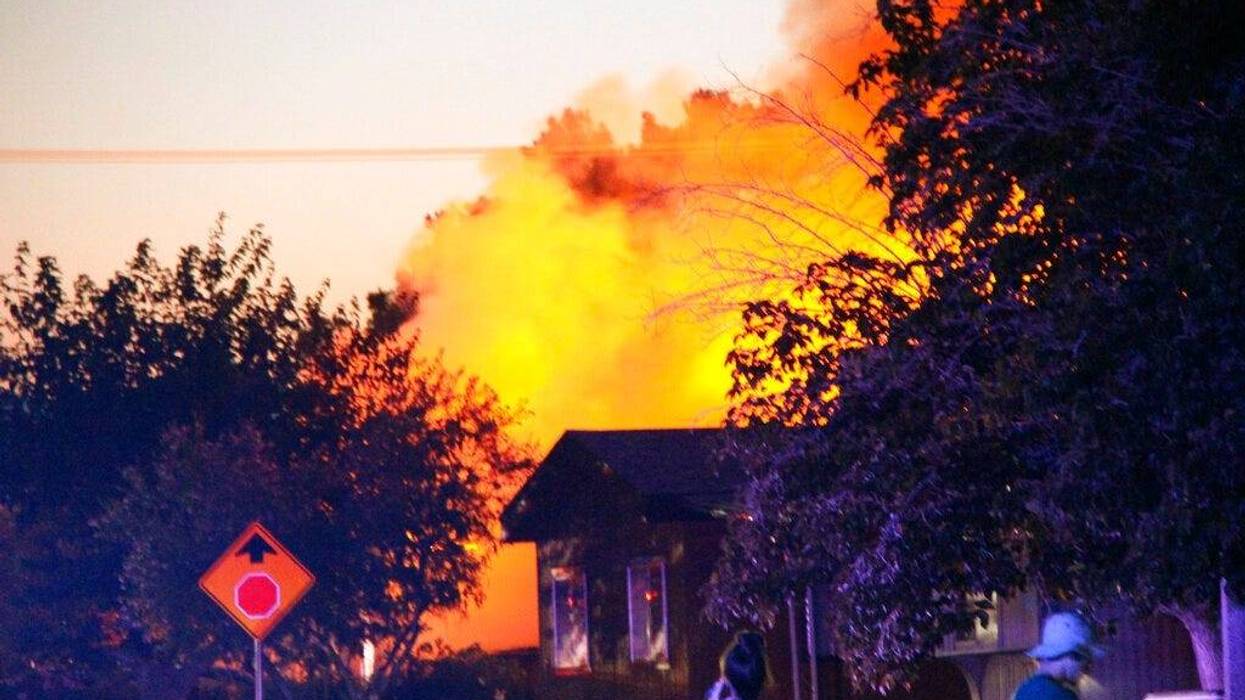 A fire breaks out behind the Casa Corona restaurant following an earthquake in Ridgecrest, Calif., Friday, July 5, 2019.