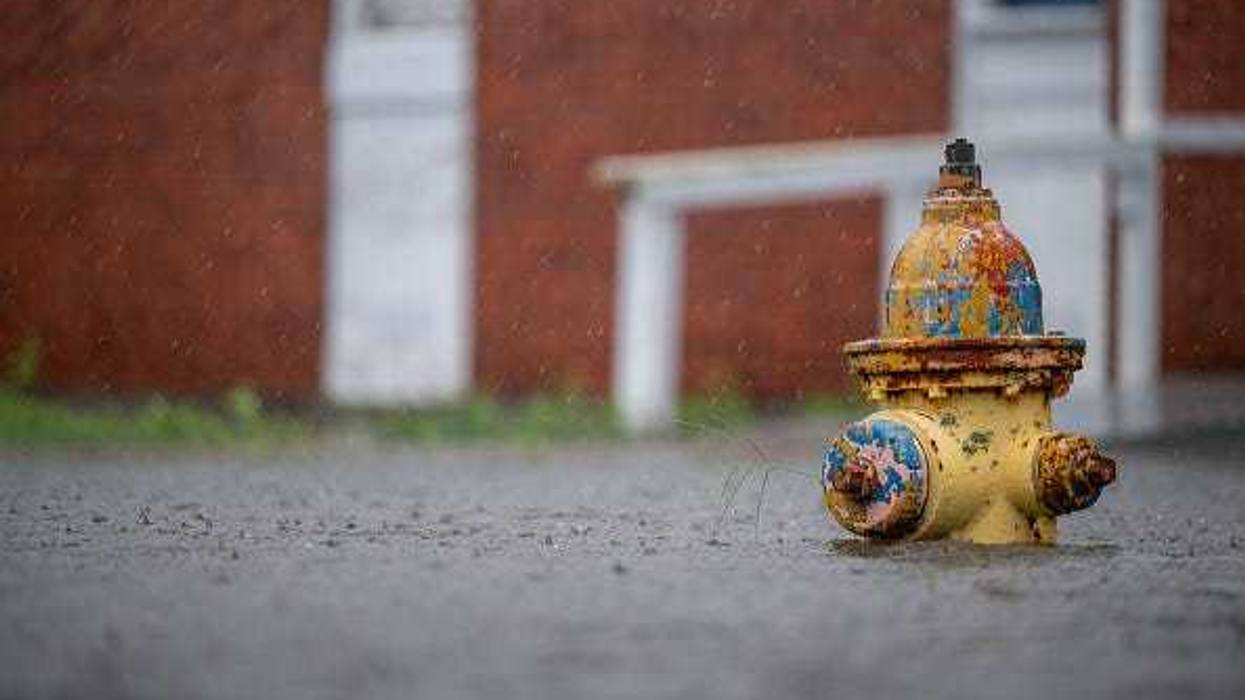 A fire hydrant is seen in floodwater during Hurricane Francine on September 11, 2024 in Dulac, Louisiana.