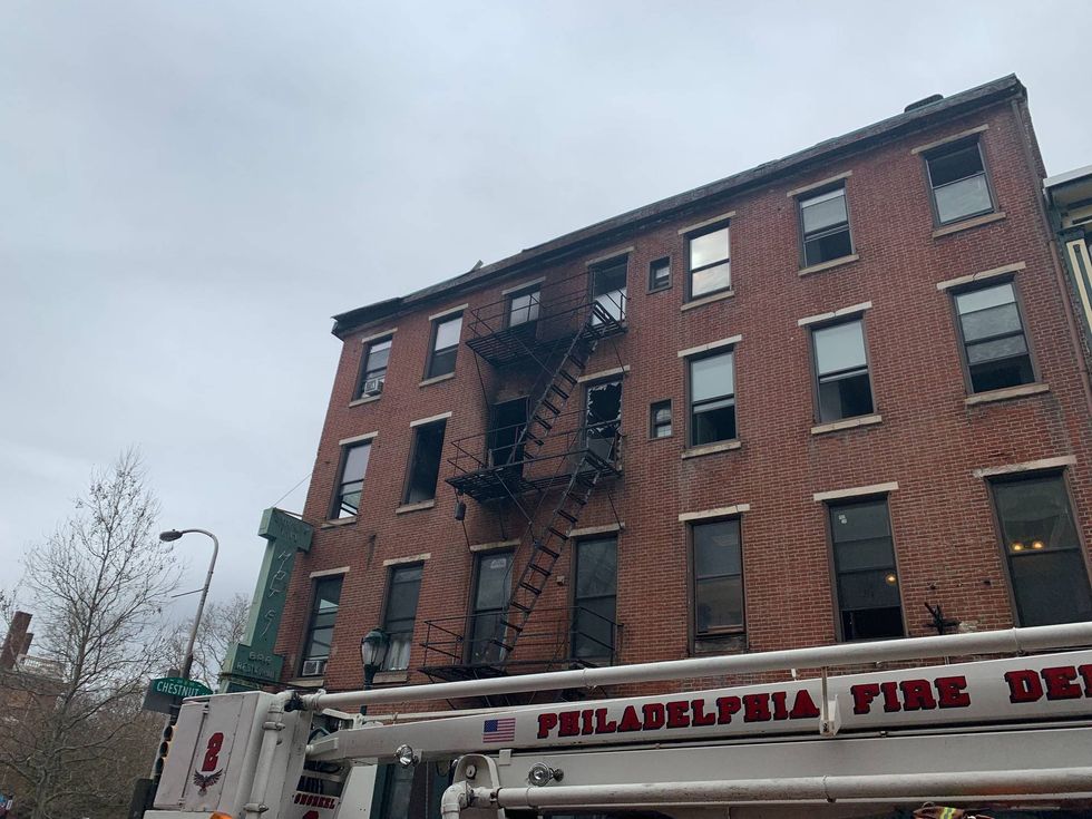 A fire originated in one of the rooms on the third floor of the Society Hill Hotel. None of the occupants or firefighters were hurt.