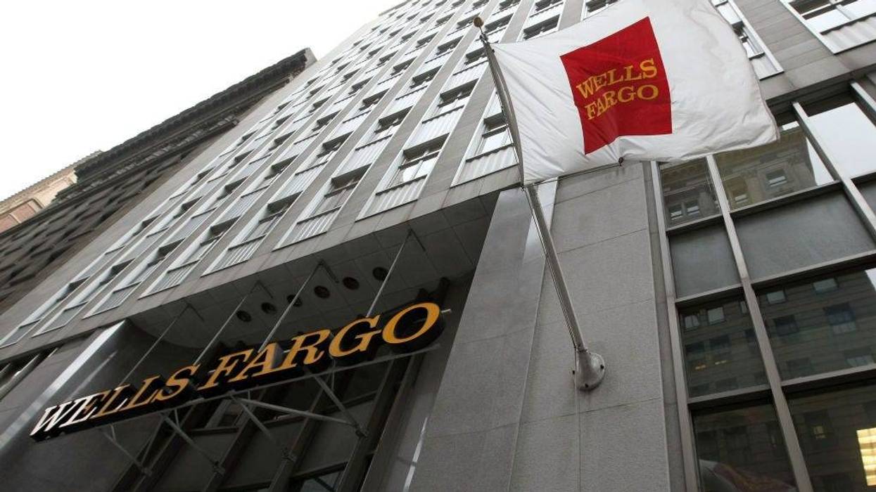 A flag waves outside of a Wells Fargo bank branch October 3, 2008 in San Francisco, California.