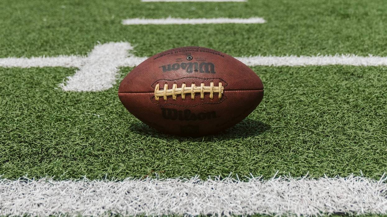 A football on a field