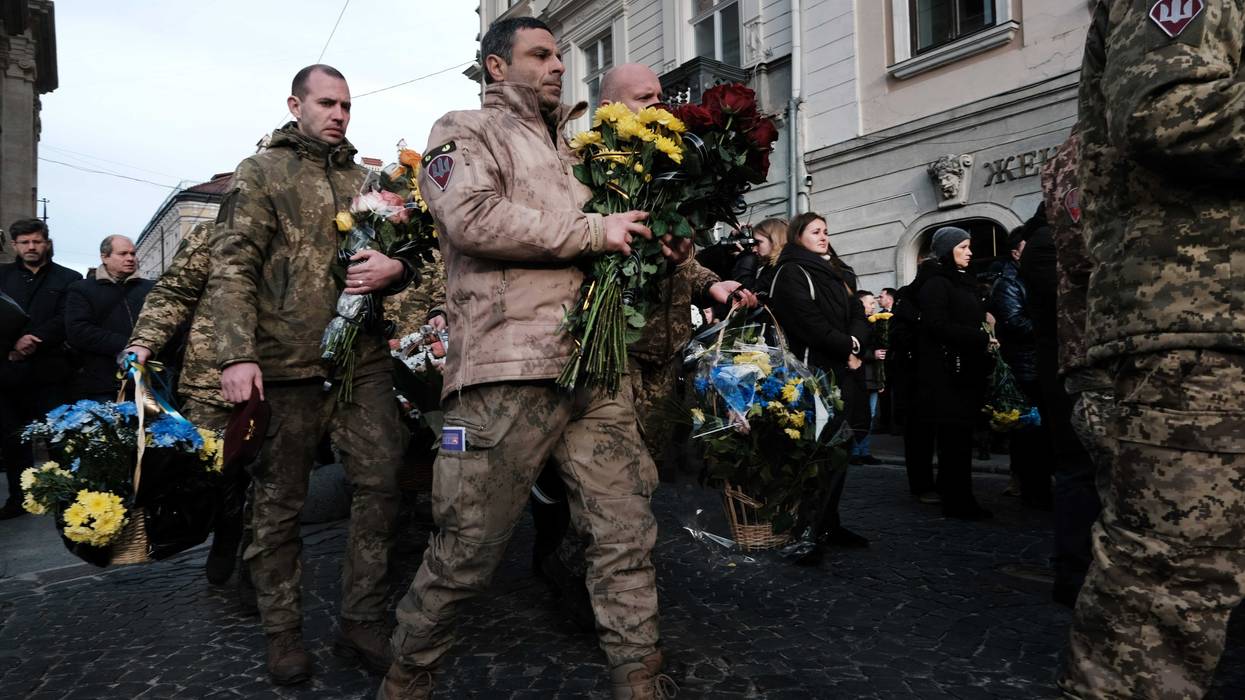 A funeral service in Ukraine