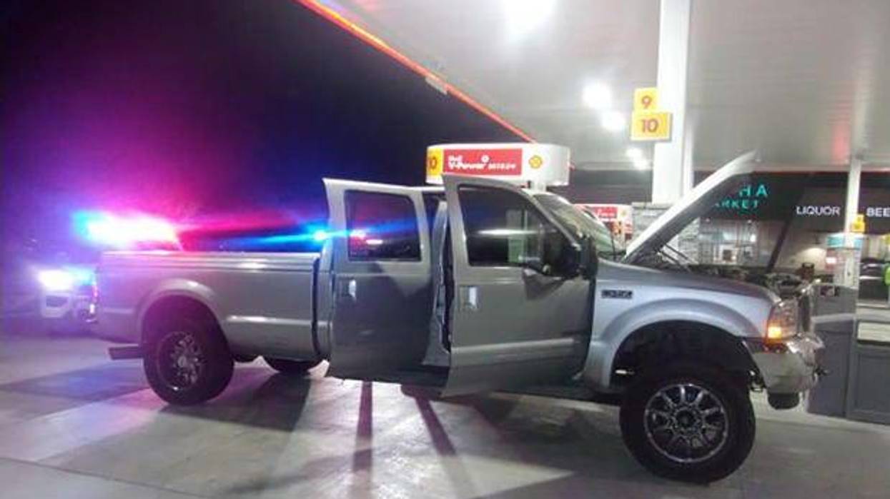 A gas siphoning truck in Piñon Hills, Calif.