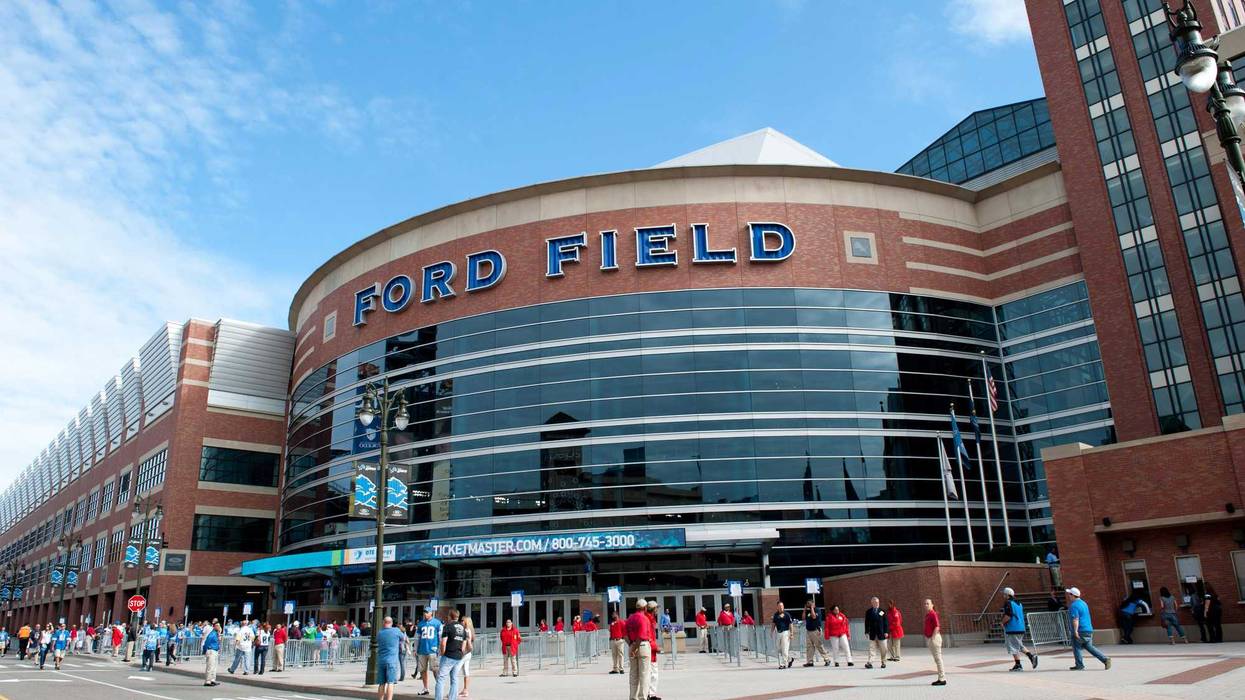 A general exterior view of Ford Field in Detroit, Michigan.