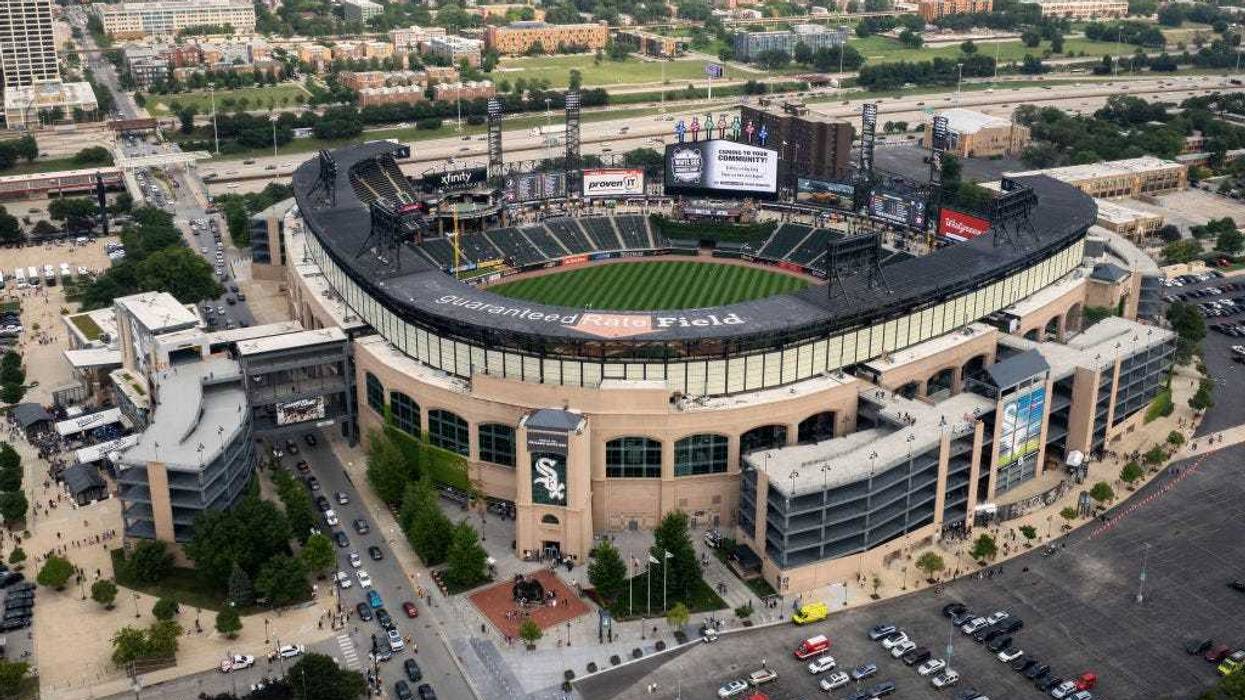 A general overview of Guaranteed Rate Field is seen in this aerial view prior to the game between the Houston Astros and the Chicago White Sox at Guaranteed Rate Field on July 17, 2021 in Chicago, Illinois.