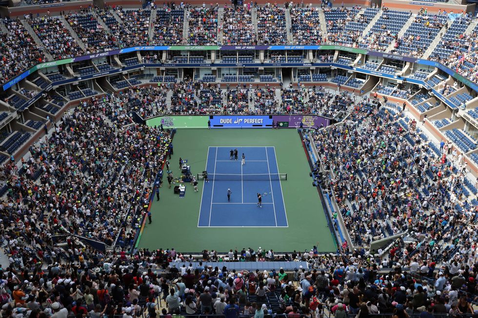 A general view as Dude Perfect performs during Arthur Ashe Kid