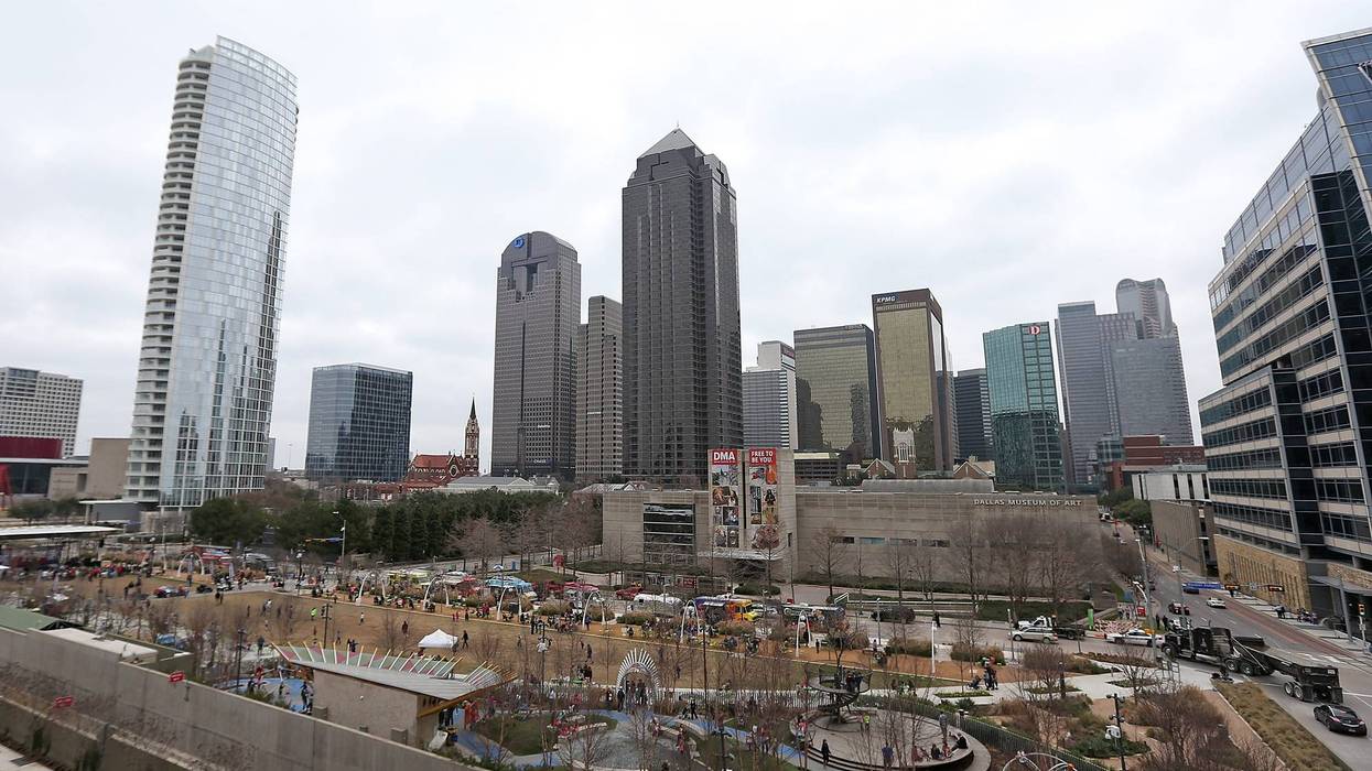 A general view is seen of downtown at Klyde Warren Park on March 12, 2015, in Dallas, Texas.