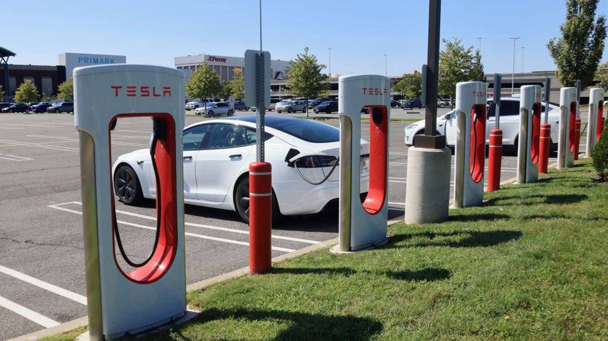 A general view of a Tesla car charging station on September 15, 2022 in Garden City, New York, United States.