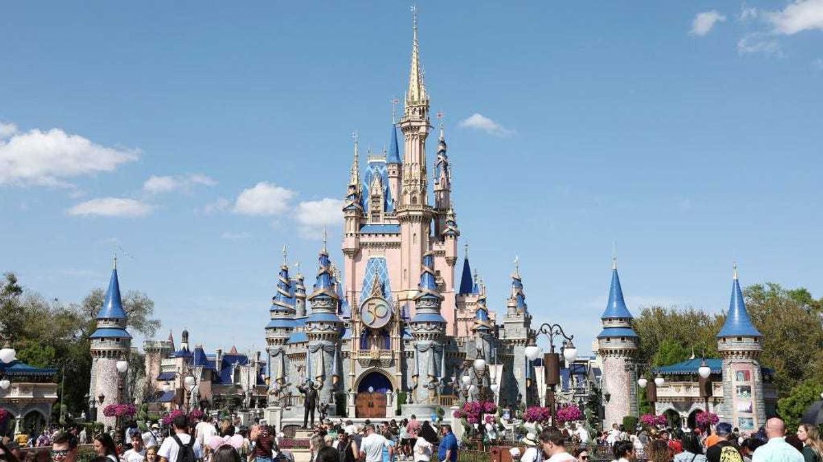 A general view of Cinderella's Castle at Walt Disney World Resort on March 03, 2022 in Lake Buena Vista, Florida.