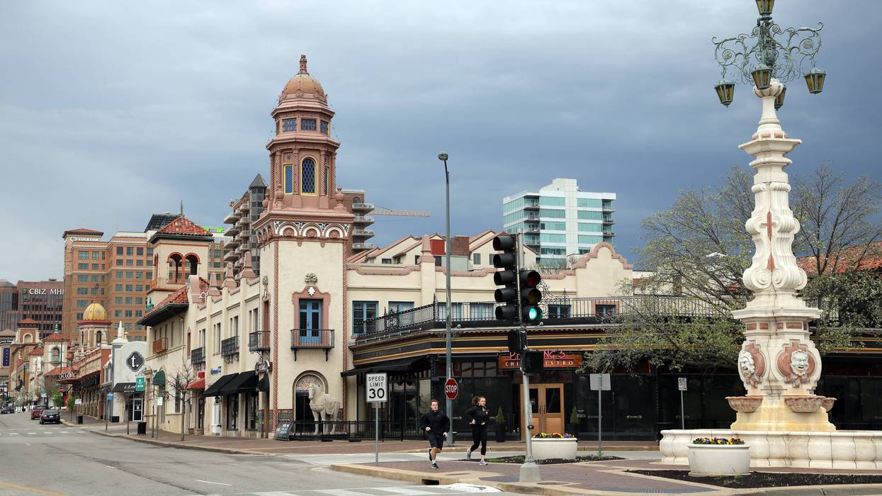 A general view of Country Club Plaza on April 2, 2020, in Kansas City, Missouri.