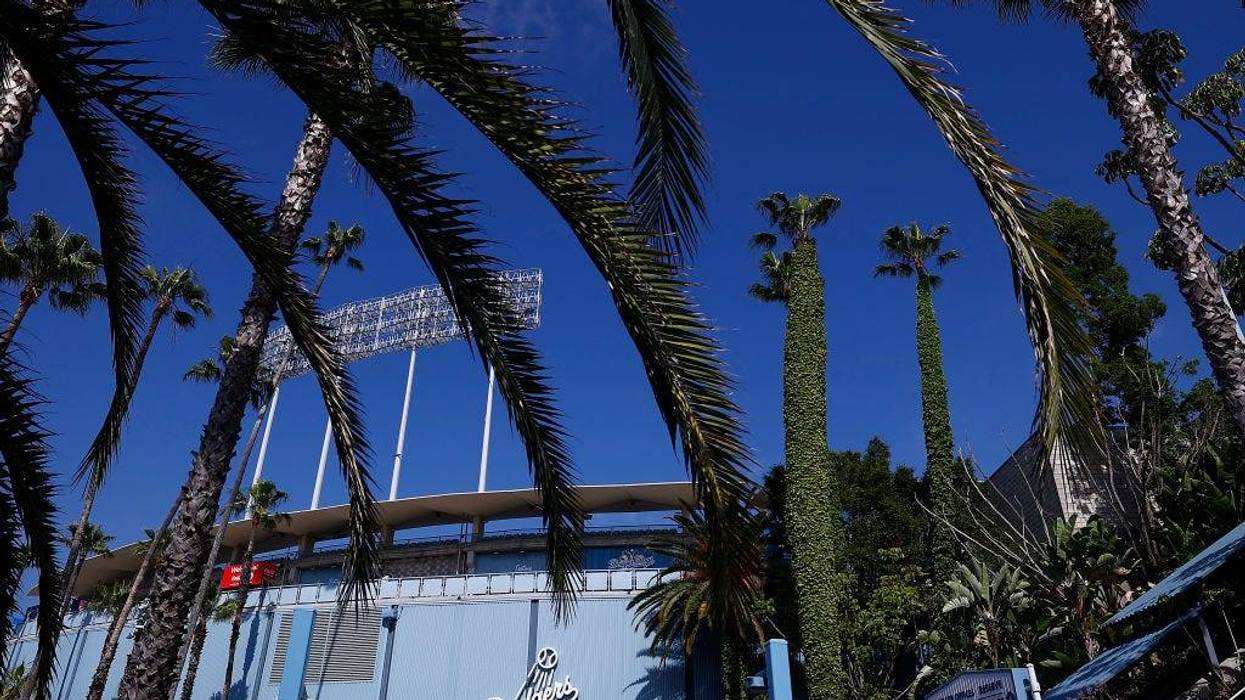 A general view of Dodger Stadium before a game between the Cincinnati Reds and the Los Angeles Dodgers on May 18, 2024 in Los Angeles, California.