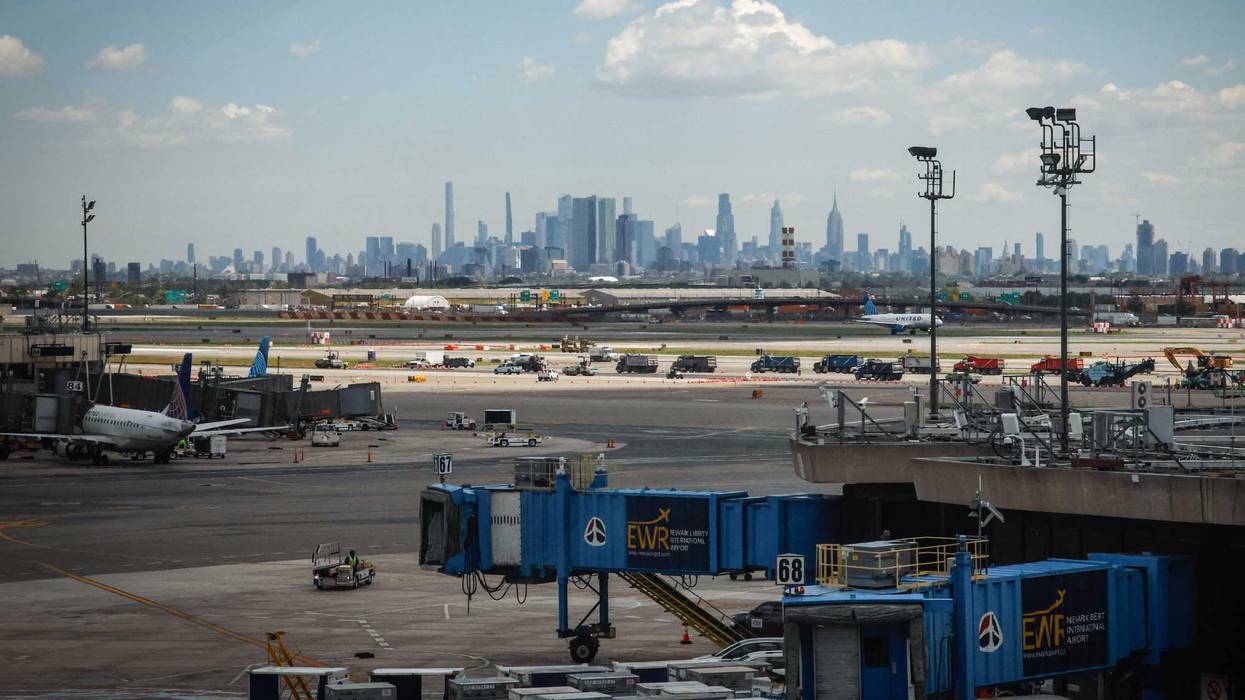 A general view of gates and tarmac at Newark Liberty International Airport in Newark, New Jersey on May 7, 2025