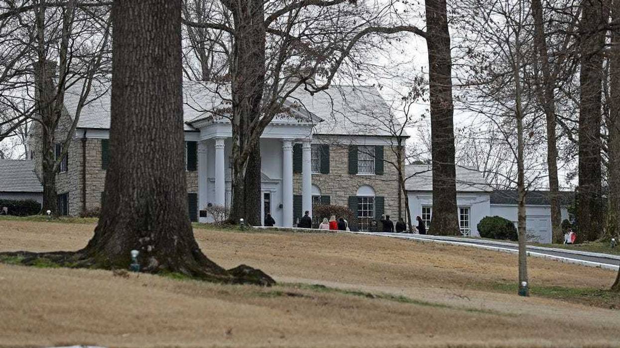 A general view of Graceland as fans gather outside Graceland to pay their respects to Lisa Marie Presley on January 13, 2023 in Memphis, Tennessee. (Photo by Justin Ford/Getty Images)