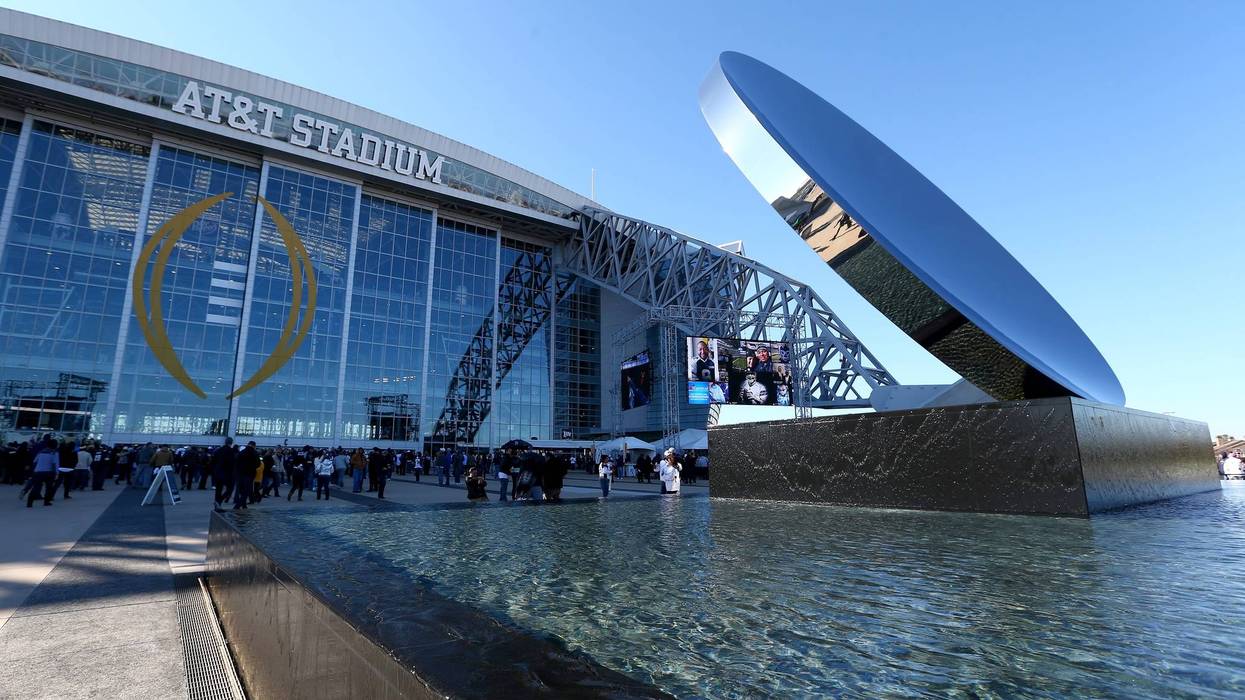 A general view of the exterior of AT&T Stadium before the NFC Wildcard Playoff Game between the Dallas Cowboys and the Detroit Lions on Jan. 4, 2015, in Arlington, Texas.