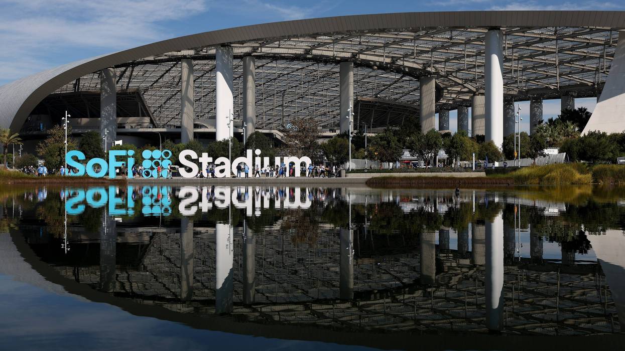 A general view of the exterior of SoFi Stadium before the game between the Los Angeles Chargers and the Indianapolis Colts on October 19, 2025 in Inglewood, California.