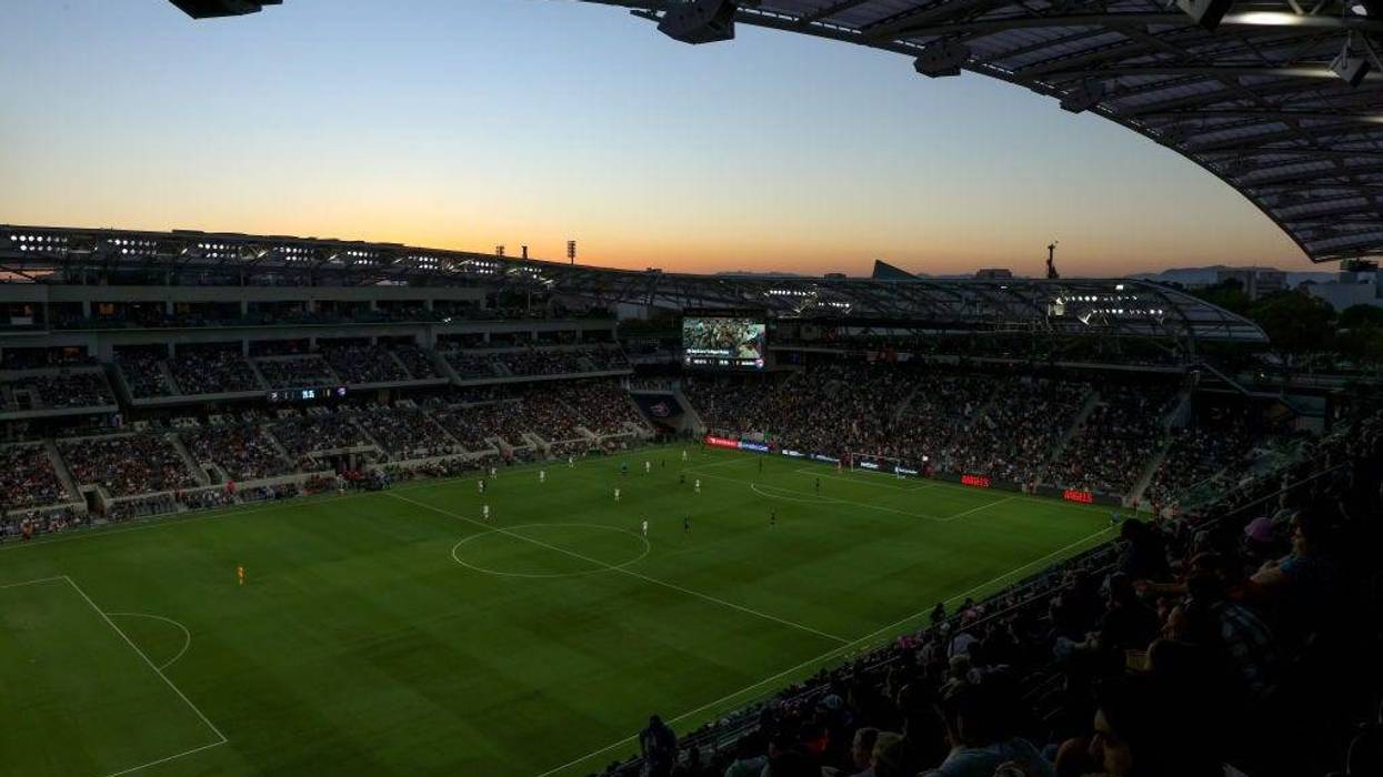A general view of the stadium during the first half of the game between Angel City FC and San Diego Wave FC at Banc of California Stadium on July 09, 2022 in Los Angeles, California.