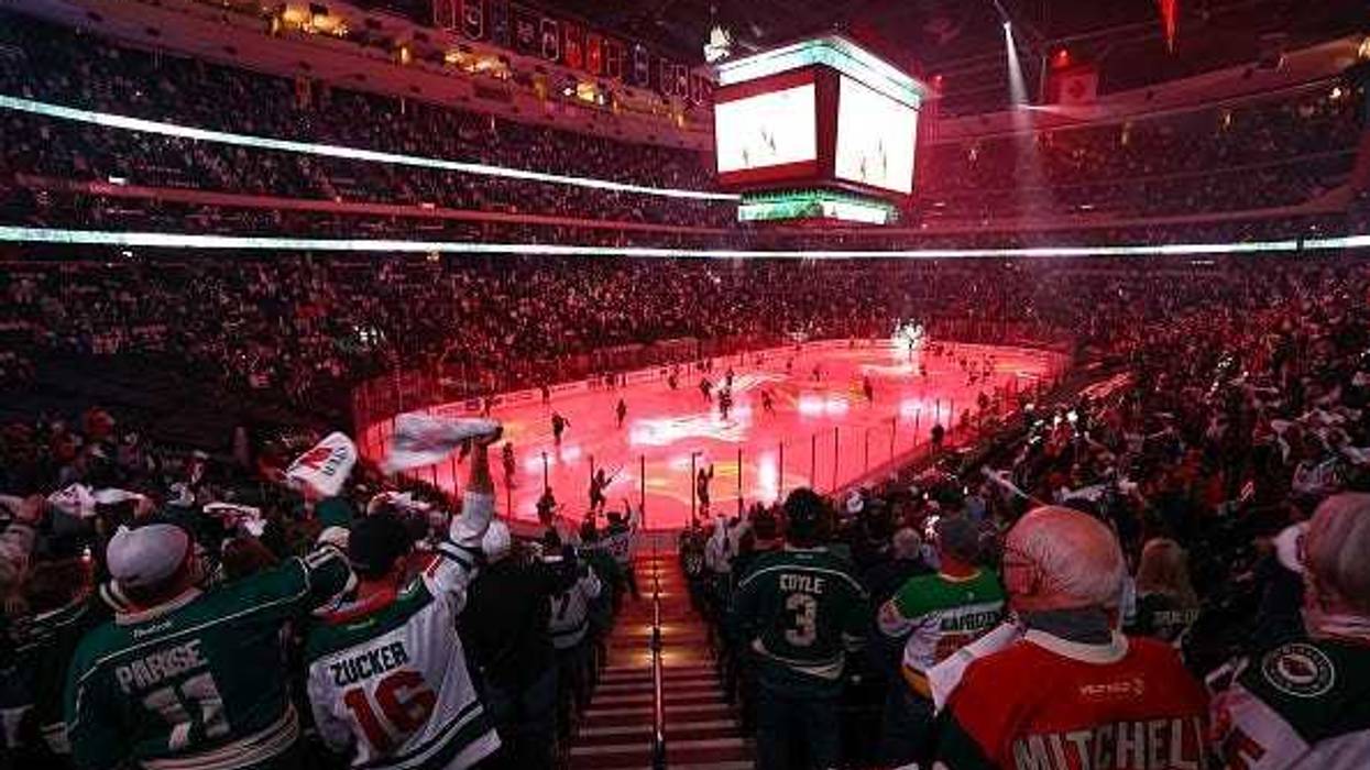 A general view of the Xcel Energy Center prior to Game Six of the First Round of the 2021 Stanley Cup Playoffs against the Minnesota Wild and Vegas Golden Knights at Xcel Energy Center on May 26, 2021 in St Paul, Minnesota.