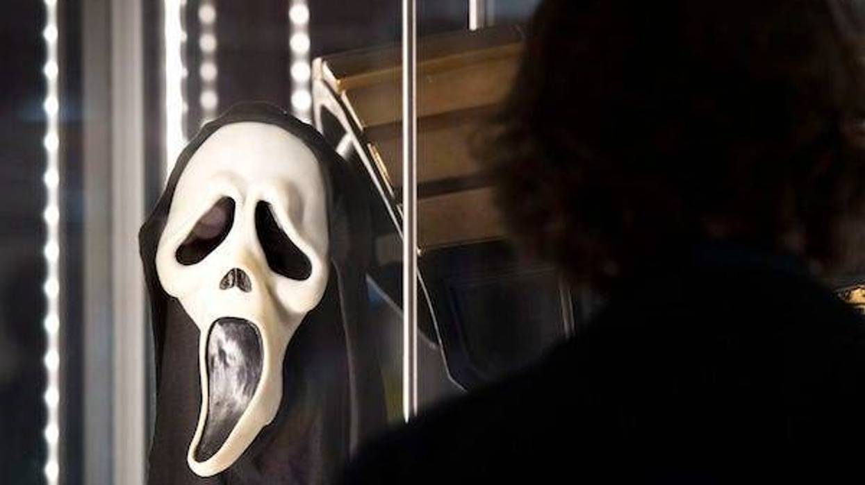 A Ghostface mask used in "Scream" on display