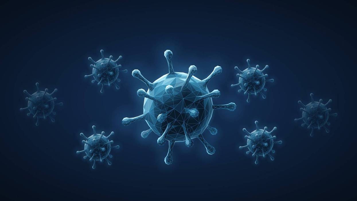 A graphic of the flu virus.