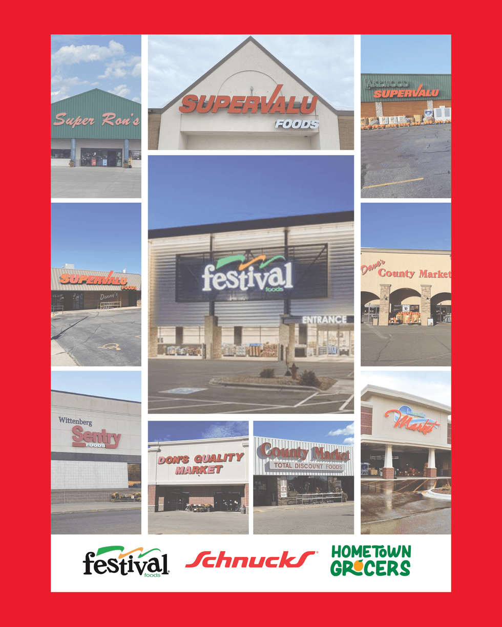 A graphic of the Wisconsin banners being purchased by the Schnuck family