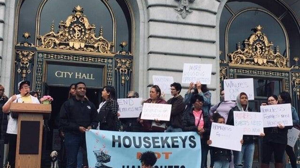 A group of homeless moms rallied at San Francisco city hall to advocate for more funding on May 9, 2019.