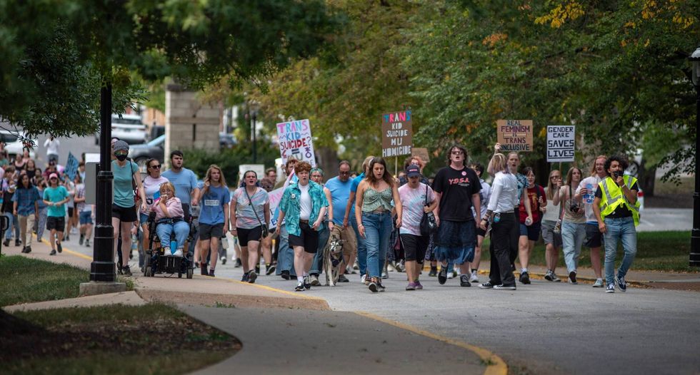 A group of over 200 protesting MU Health