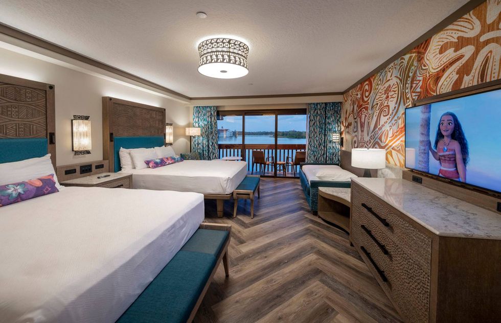 A guest room inside Disney’s Polynesian Village Resort at Walt Disney World Resort in Lake Buena Vista, Fla., features decor inspired by the Walt Disney Animation Studios film “Moana.”