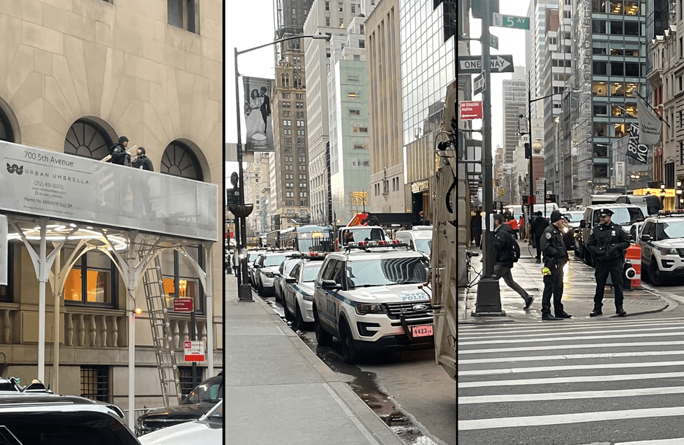 A heavy NYPD and Secret Service presence is seen around Trump Tower on March 22, 2023