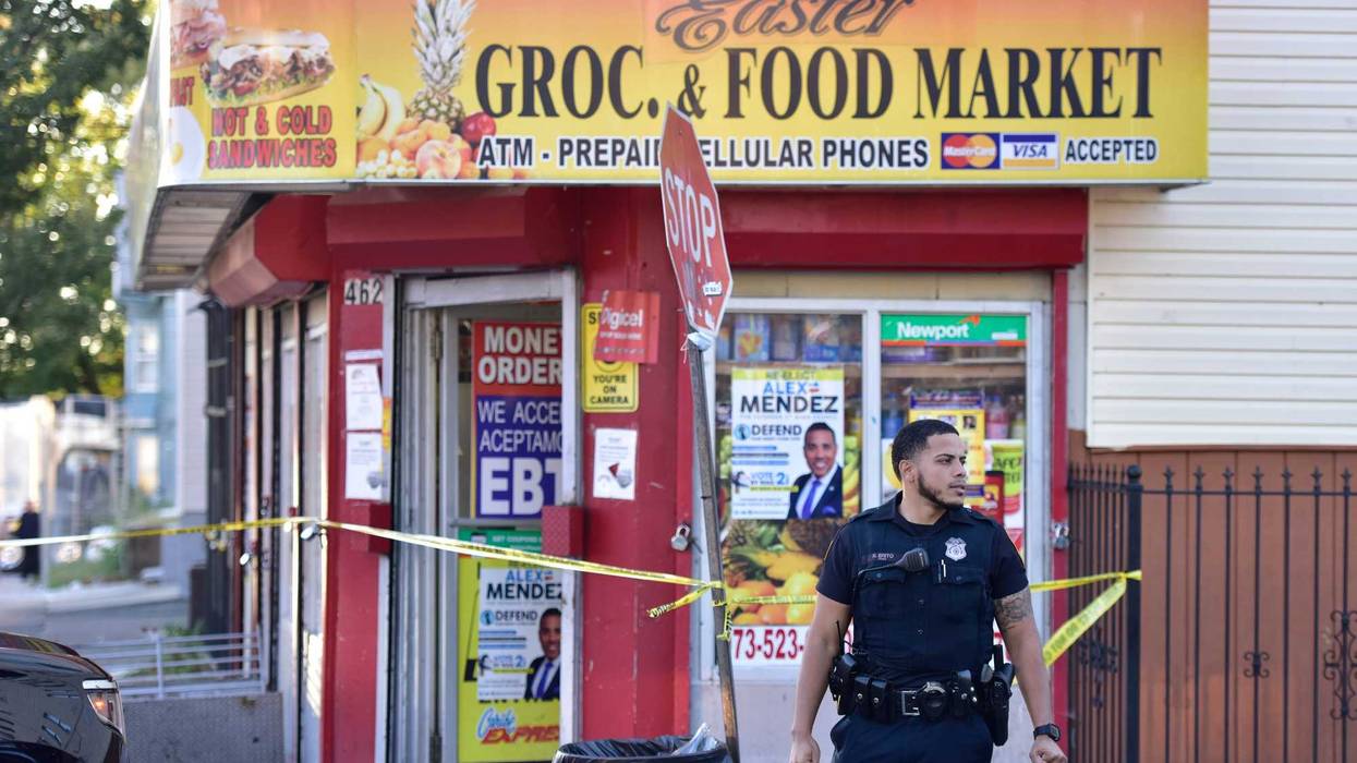 A heavy police presence at a grocery store where a person was reported to have been abducted by gunpoint on the corner of 10th Ave and E 28th St in Paterson, N.J. on Thursday Oct. 8, 2020.