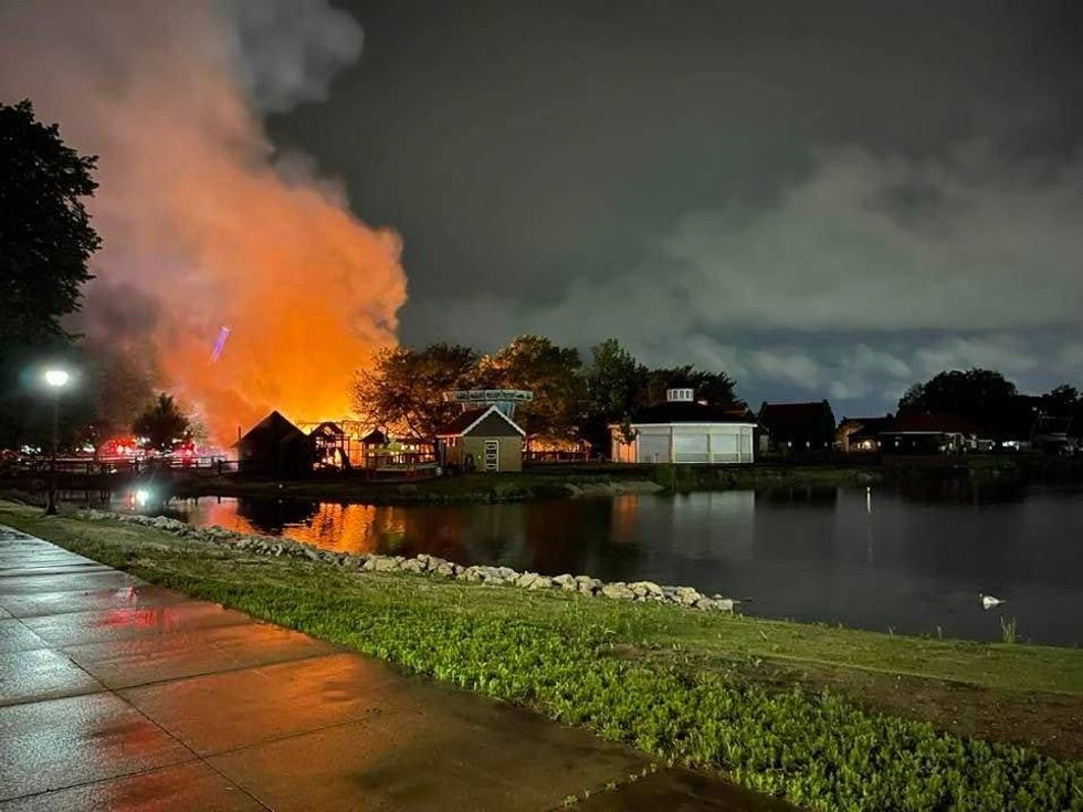 A historic building in West Michigan was destroyed early Thursday morning after a raging fire engulfed the structure in Neils
